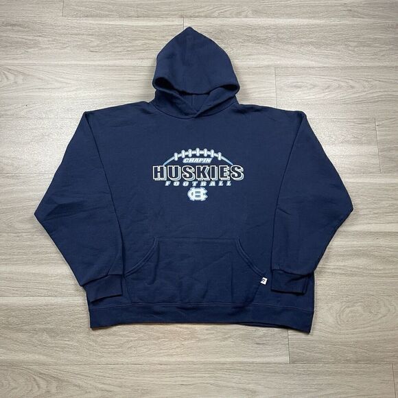 Vintage Hoodie Mens Extra Large Blue Russell Athletic Huskies 90s Fleece - Picture 1 of 11